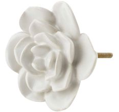 White Flower Ceramic Cabinet Knobs